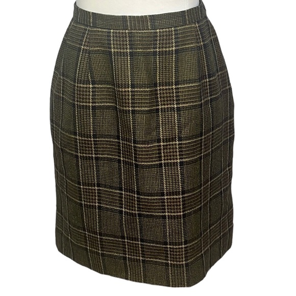 Jones New York Plaid Wool Skirt Green - Picture 1 of 5